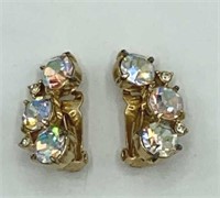 Vintage Aurora Borealis Rhinestone Earrings