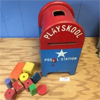 Vintage Playskool Wooden Postal Station