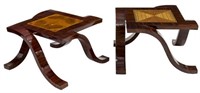 (2) FRENCH ART DECO STYLE MAHOGANY SIDE TABLES