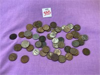 Assorted Wheat Pennies, Mercury Dimes & Misc
