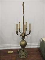 An Antiqued Brass Electrified Candelabra
