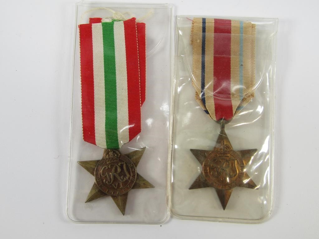 TWO WWII ITALY & AFRICA STAR MEDALS