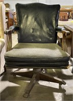 (H) Vintage Faux Leather Office Chair 40” tall