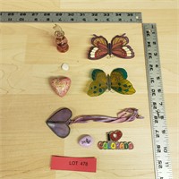 Lot of Butterfly magnets,Small Glass Perfume Bottl