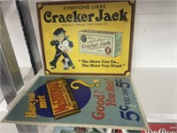 Cracker Jack and Mr. Goodbar metal signs
