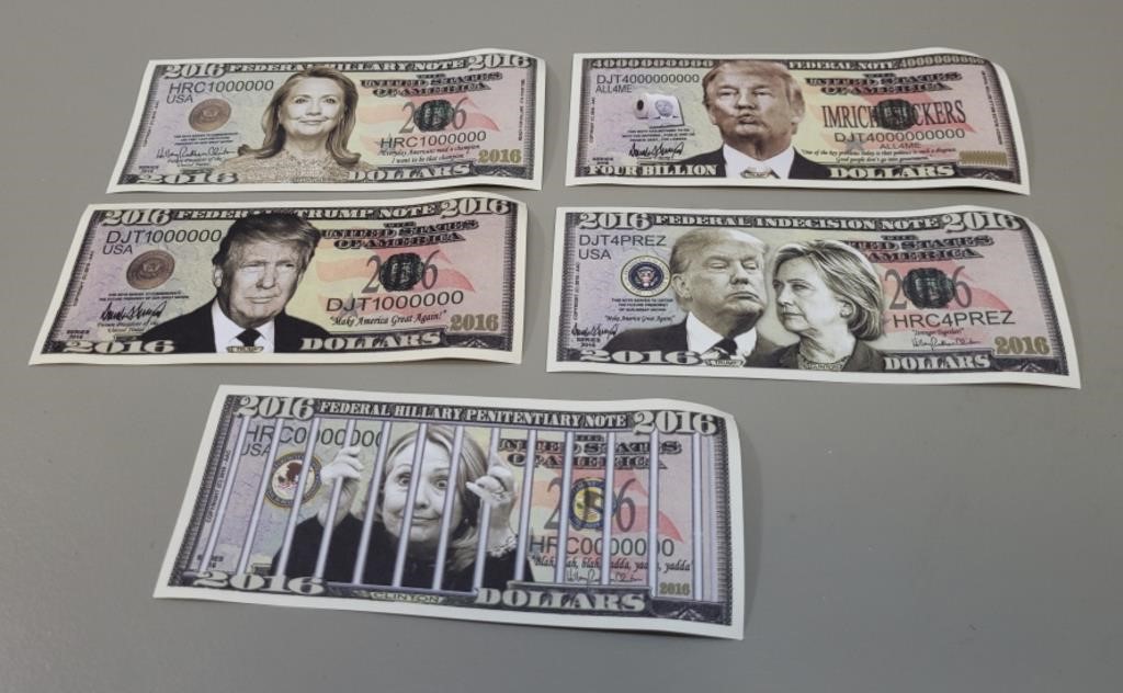 2016 Humorous US Election Dollar Bills