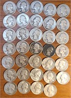 34 Washington US Silver Quarters Semi-Consectutive