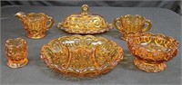 6 Pc LE Smith Amber Moon & Stars Table Set