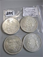 4 Silver Canadian Fifty Cents Coins