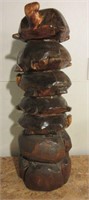 Antique Wooden Stacked Turtle Statue