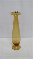 Large Amber Blown Art Glass Vase