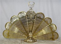 Vintage Brass Peacock Fan Fireplace Screen 40"