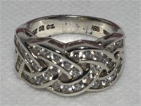 GSJ DO 925 Sterling CZ Woven Band Ring Sz 7