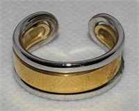Vtg 925 Sterling w/Vermeil Cuff Band Ring Sz 9