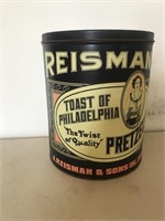 Reisman's Pretzels Advertising Tin