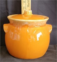 Vtg Hull Bean Pot/Lid Small Cookie Jar Tangerine