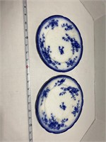 2 blue antique plates