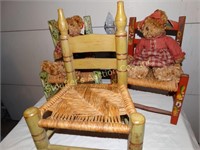 Three wooden child's chairs   Largest is 12" w x