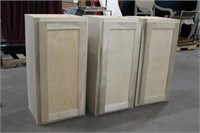 (3) Single Door Unfinished Maple Cabinets