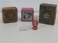 Three Trinket Boxes W/Two Trinkets See Info