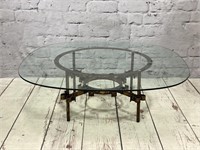 Glass Top Coffee Table w/ Hollywood Regency Style