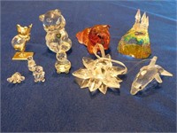 P729- (10) Crystal/Art Glass Figures
