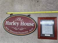 The Harley House double sided sign