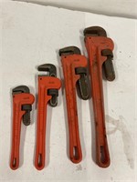 Pipe wrench set. 6”. 10”. 14”. 18”