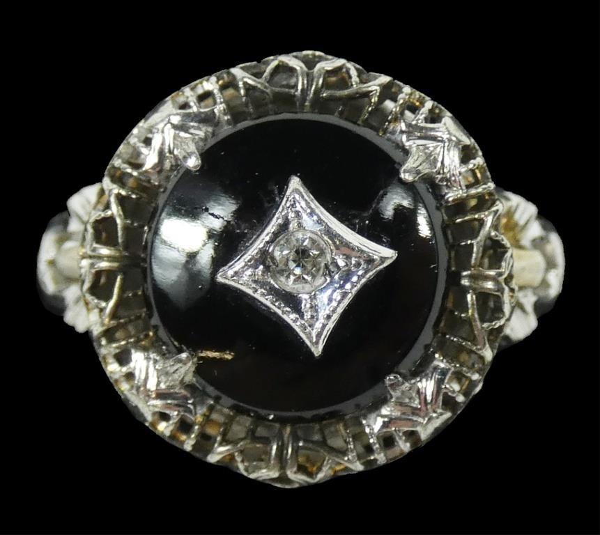 Sterling silver vintage black onyx ring with