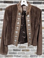 Double D Ranch Brown Leather Jacket, Size XS