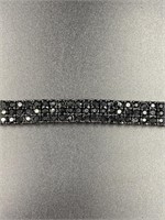 Black Overlay Black Onyx 3 Row Tennis Bracelet