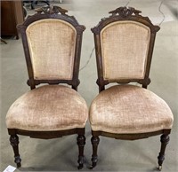 (F) Vintage Carved Wood Chairs 39” tall