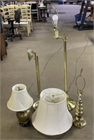(F) Brass Table and Floor Lamps 56 1/2” x 23”