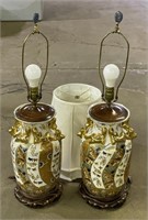 (F) Vintage Oriental Table Lamps 31 1/2” tall