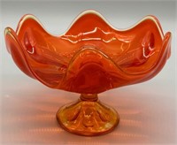 Vintage Amberina Footed Handkerchief Bowl