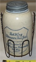 Antique Red Wing Stoneware Crock Fruit Jar w/