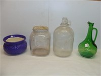 Four Bottles jars and Planter