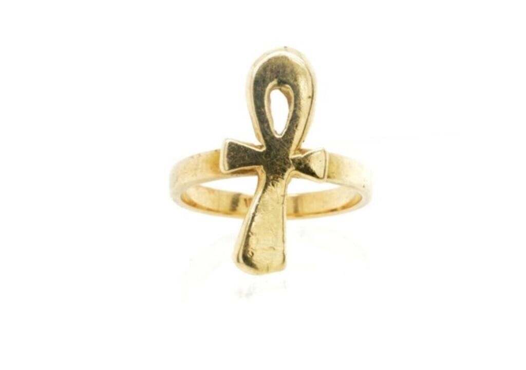 Rosy gold Egyptian ankh ring