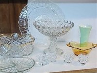 Box glass - tall compote, amber bowl, etc