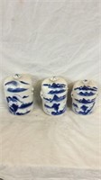 Three piece blue round canister set