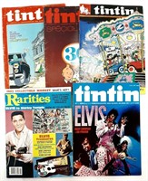 5 magazines dont RARITIES ELVIS 1983 + 4 TINTIN