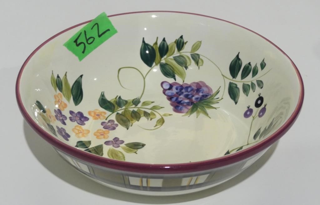 Strawberry Plaid Fruit Bowl 9" dia