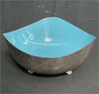 Mid century modern enameled silver plate bowl