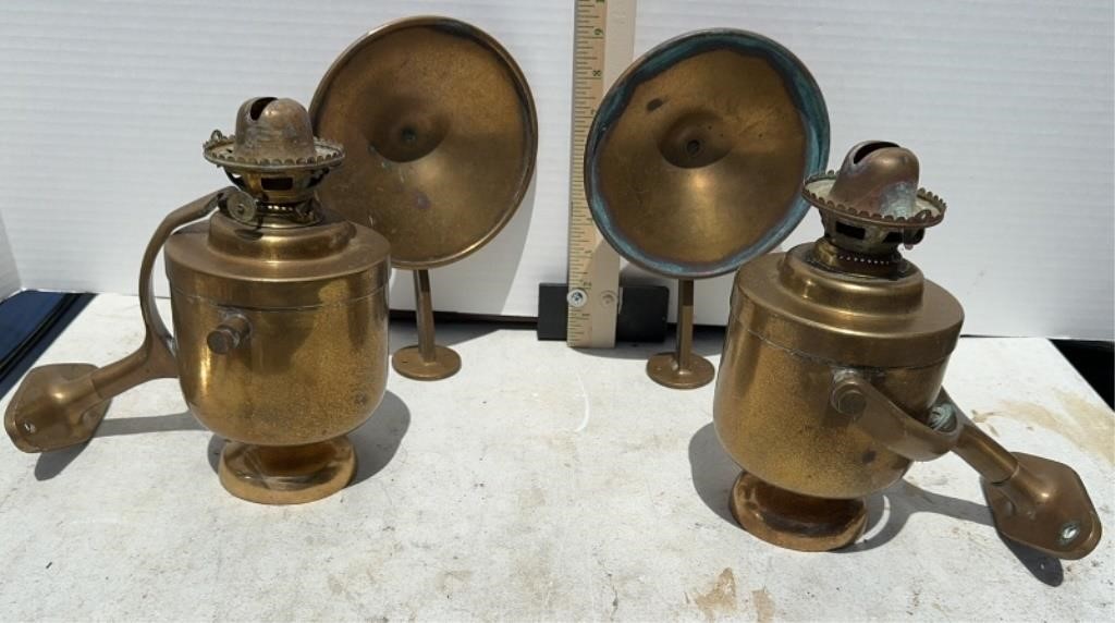 BRASS RAILROAD LANTERNS W/ REFLECTORS