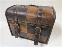 Faux-Leather Covered Wooden "Trunk-Shaped" Box