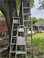 Extension ladder, wooden 6' and metal step ladder