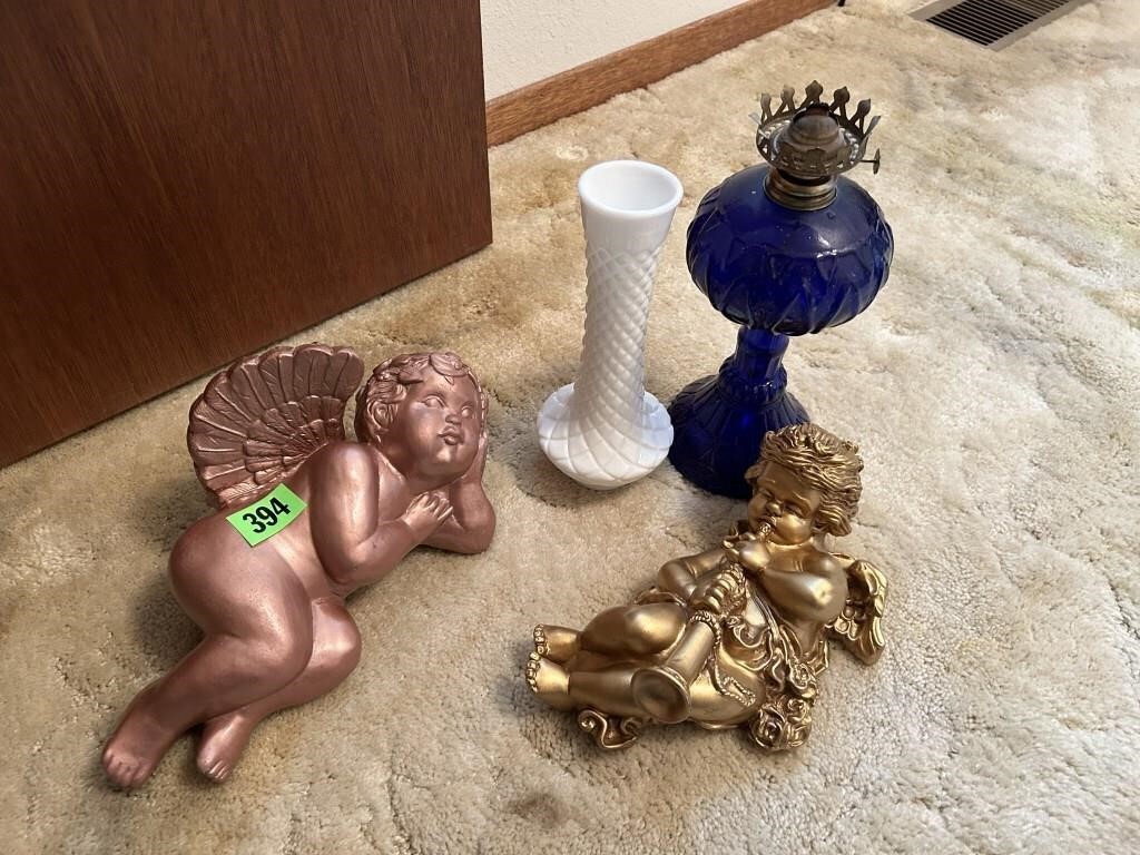 Antique Oil Lamp; Decor; Vase