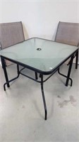 GLASS TOP PATIO TABLE + 2 CHAIRS
