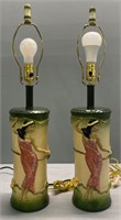 Pair MCM Composite Polynesian Table Lamps