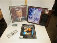 September 11 plaque & magazine plus JFK LP & cards